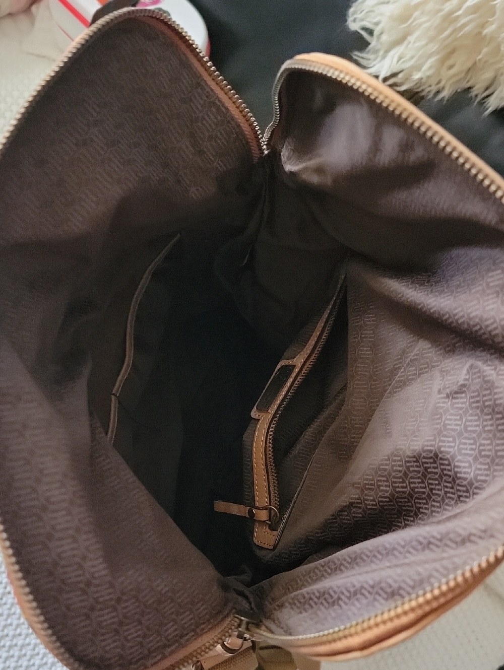 ✨️ GUC Anthropologie Hayden Harnett Fabric Leather Backpack Geometric Retro - Picture 6 of 8